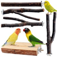 Natural Wood Bird Perch Multi-Branch Platform Toy for Parakeet Cockatiel Budgie