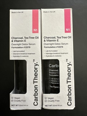 Carbon Theory Charcoal Tea Tree Oil Vitamin E Overnight Serum 1oz each - 2 Pack