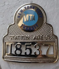 New York City Transit Subway Train "Station Agent"  Hat Badge MTA NYC #18537