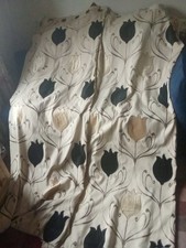 Dunelm Lalique Art Nouveau black Tulip Eyelet Lined Curtains 168cms x 228cms