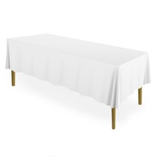 10 Pack 70" x 120" Rectangular Polyester Fabric Tablecloths for Wedding - White