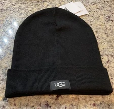 UGG UNISEX KNIT CUFF HAT w/UGG LOGO  BLACK One Size 18743 MSRP $55 NWT