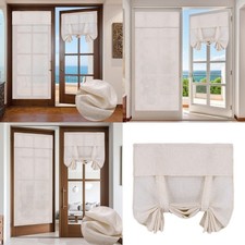 Faux Linen Door Curtain Breathable Easy Install Privacy Room Separator Washable