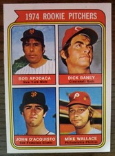 1974 Topps - Rookie Pitchers John D'Acquisto, Bob Apodaca, Mike Wallace #608...