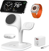 Ladestation 5-In-1 Faltbar Mag-Safe FüR Iphone 12-17 Apple Watch Airpods Weiß