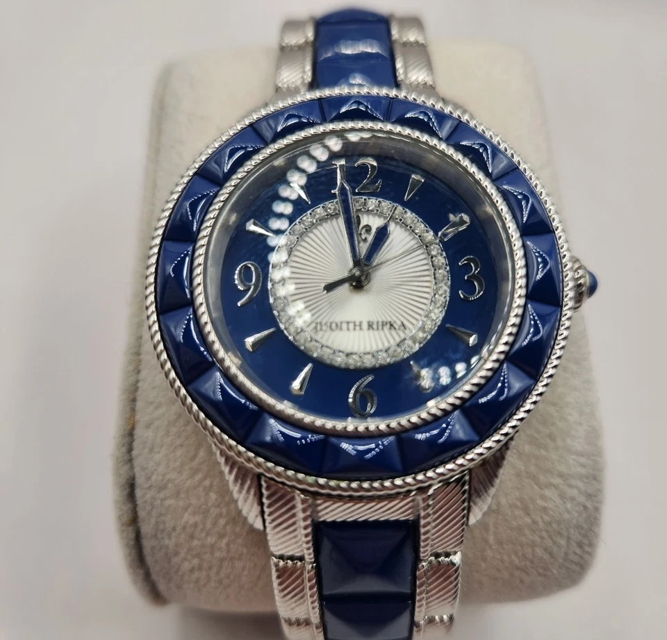 Judith Ripka VTG Stainless Steel Two Tone Ceramic Watch Watch Women's Needs Batt - Image 2 of 4