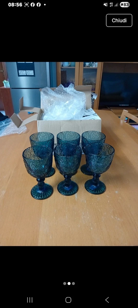 ZOMUIA 12 Bicchieri Da Vino In Plastica Blu Infrangibili - Calici Vintage Per Feste E Matrimoni