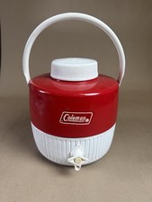 Vintage Coleman 42oz Red Water Bottle Jug Cooler Spigot Made In USA Camping