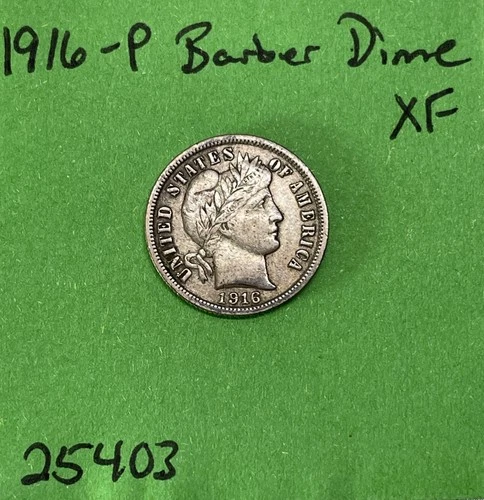 1916-P Barber / Liberty Head Dime 10c Xf Extra Fine 90% Silver