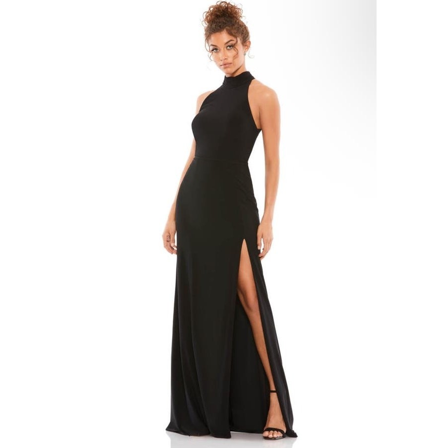 Mac Duggal Size 14 NWT Black Evening Gown with High Slit Style Style 261271 