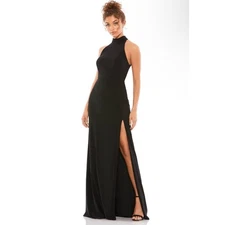 Mac Duggal Size 14 NWT Black Evening Gown with High Slit Style Style 261271 