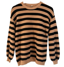 Amazon crewneck tan and black striped sweater...
