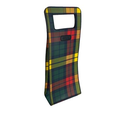 Wine Carrier Tote Bag Caddy Magnetic Handle Plaid Holiday Preppy Baekgaard 