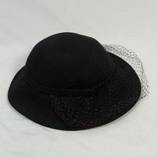 Betmar New York Black Felt Cloche Hat with Veil Women's Vintage