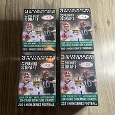 2021 Sage Hit Premier Draft High Series Football Blaster Box 3 Autos, Lot of 4!