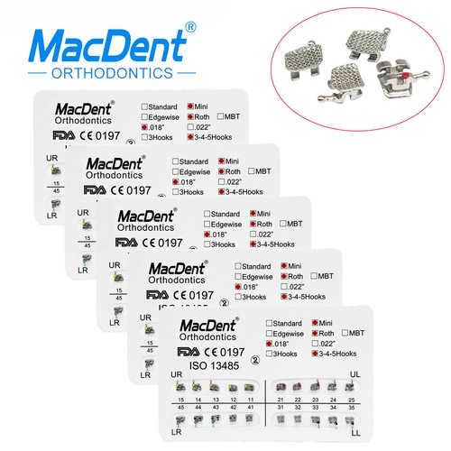 Dental Orthodontic Adhesive Brackets Braces Metal Mini MBT/Roth.022 Hook 345 Wax - Picture 4 of 100