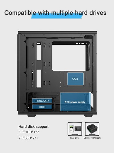 V1 MATX ITX Chassis Desktop Computer Side Transparent Glass Vertical Host - Picture 13 of 16