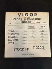 VIGOR Clock Mainspring for EMES 20 - 23 Alarm No. T220-2