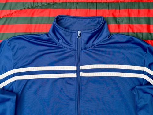 VINTAGE 80s Pro-Spirit Striped Track Jacket Blue Mens M Windbreaker EXC - Picture 2 of 6