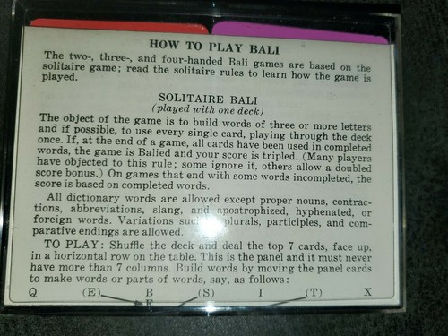 Vintage 1972 Scrabble BALI CARD GAME Complete In Box No 22 Selchow Richter Word - Picture 6 of 8