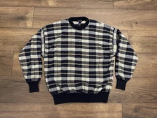 GANT Vintage Crewneck Pullover Sweater Men’s Large Blue Plaid Cotton