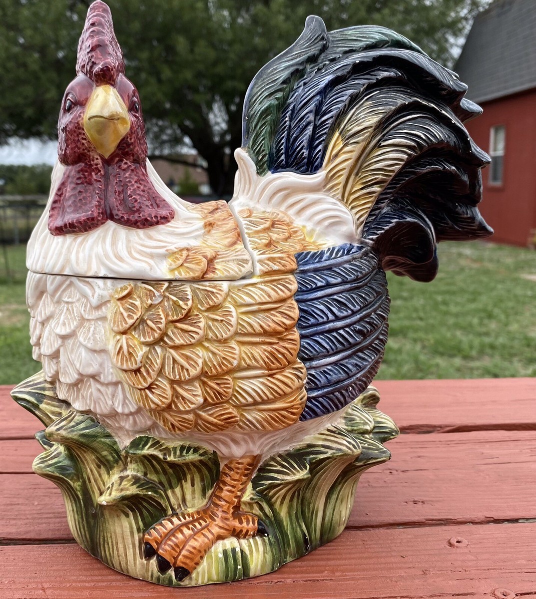 2pc Jay Imports Ceramic Cookie Jar Rooster Chicken 11