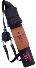 NEW BLACK LEATHER BACK SIDE QUIVER WITH  FRONT POCKET ARCHERY PRODUCTS AQ -188.
