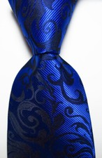 New Classic Paisley Blue JACQUARD WOVEN Silk Men's Tie Necktie