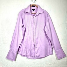 OXFORD Mens Shirt Size XL Purple/White Fine Stripe Long Sleeve Collared