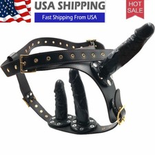 Faux Triple Plugs Chastity Belt Detachable Harness Panties Lesbians Couple