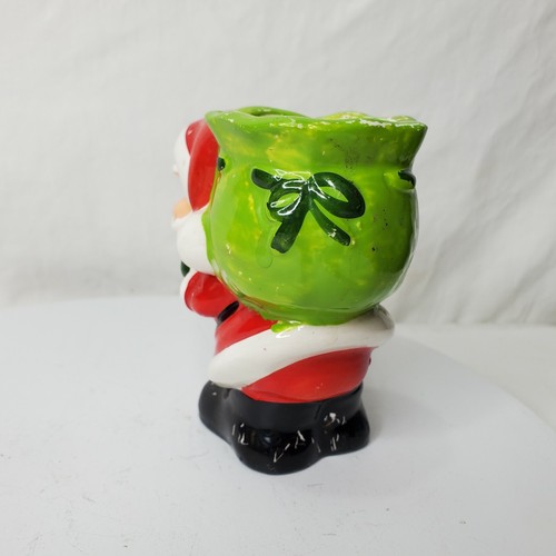Vintage Weihnachten Santa Kerzenhalter Keramik Spielzeug Sack Feiertage rot grün Japan - Bild 8 von 12