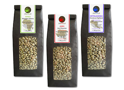 Rohkaffee - Grüner Kaffee Äthiopien, Java, Honduras (grüne Kaffeebohnen 3x500g)