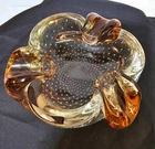 Vtg murano Style bullicante ashtray Peach & Clear glass -heavy 33oz- A14