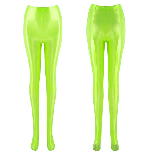 Women's Oil Glossy Pantyhose Shiny High Waist Tights Yoga Pants Sports Trousers - Picture 198 of 203