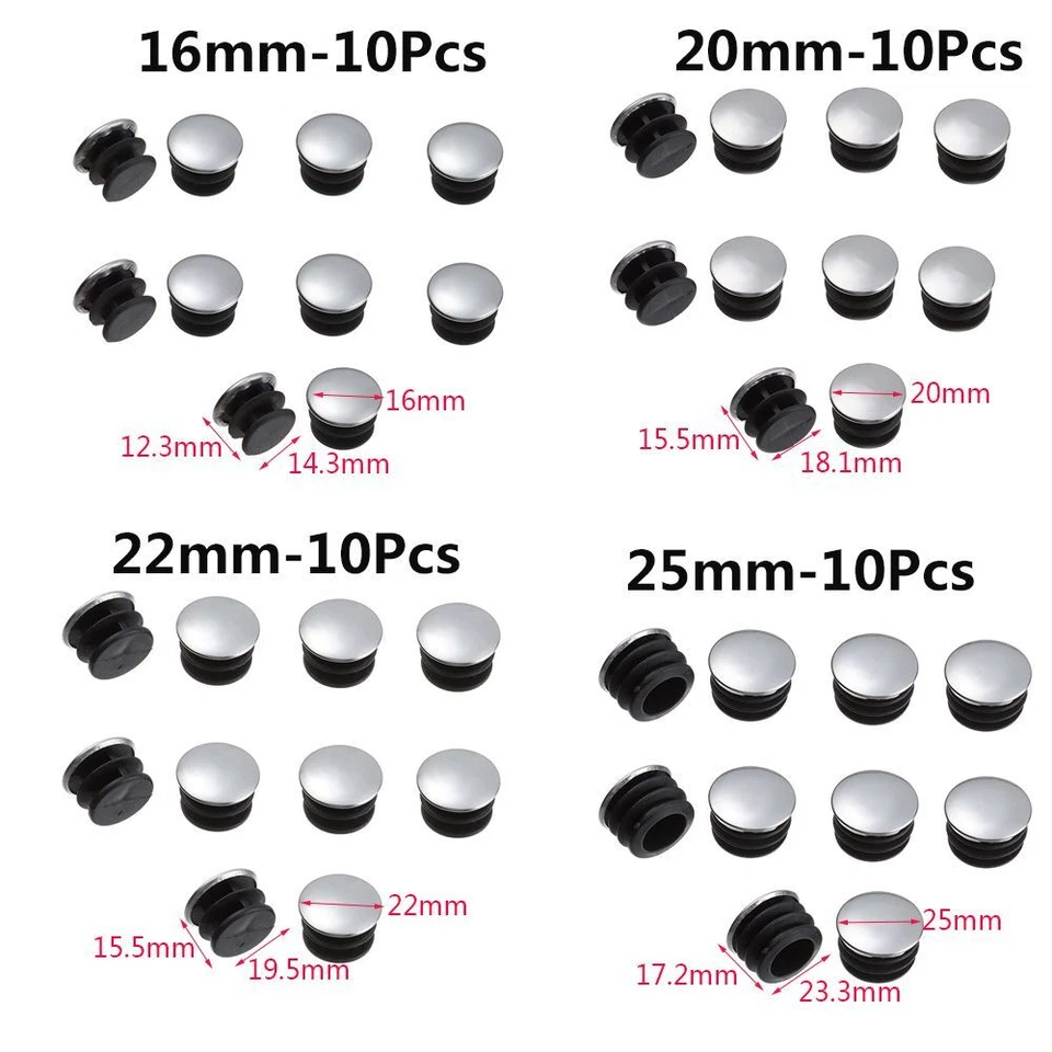 Inserts Plugs Blanking End Caps Steel Pipe Tube Dust Cover Furniture Leg Plug - image 2 of 4