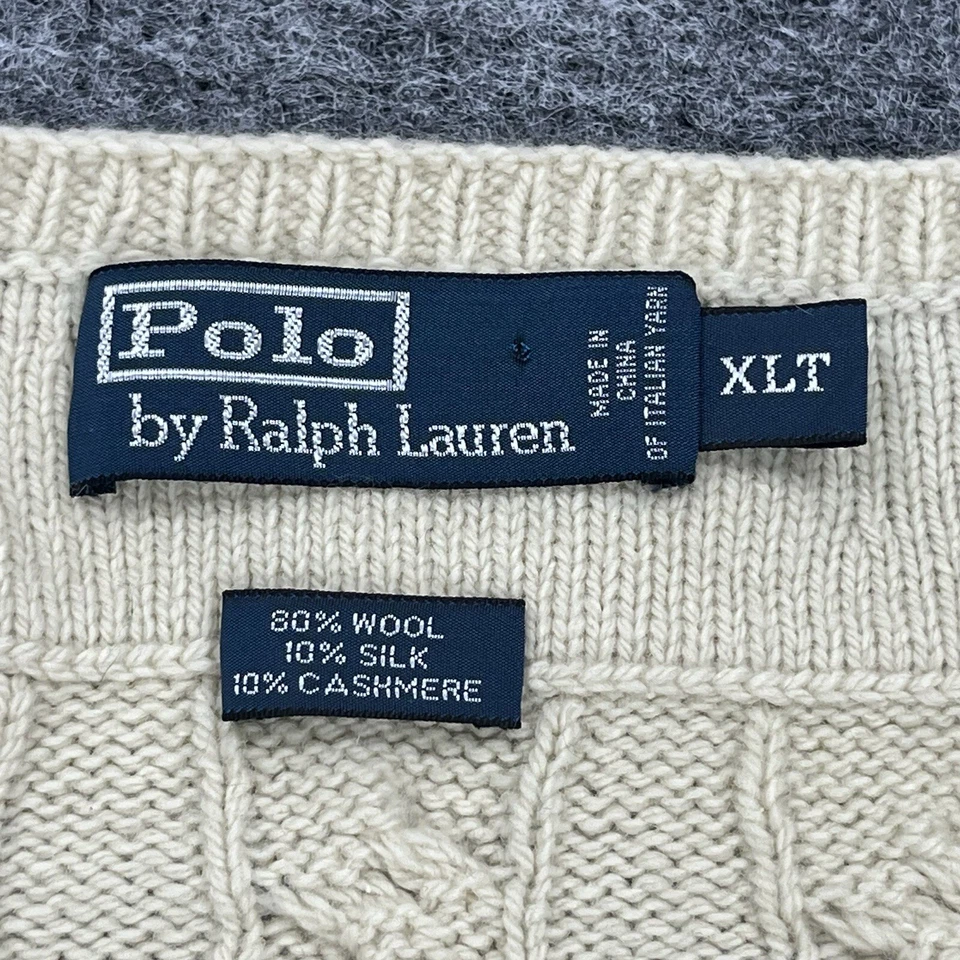 Polo Ralph Lauren Suéter Colete Masculino Extra Grande Lã Seda Cashmere Remo Tênis de Críquete - Imagem 4 de 4