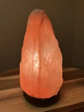 8.5" Tall Pink Himalayan Salt Lamp with Rustic Wooden Base and 6' Dimmer Switch