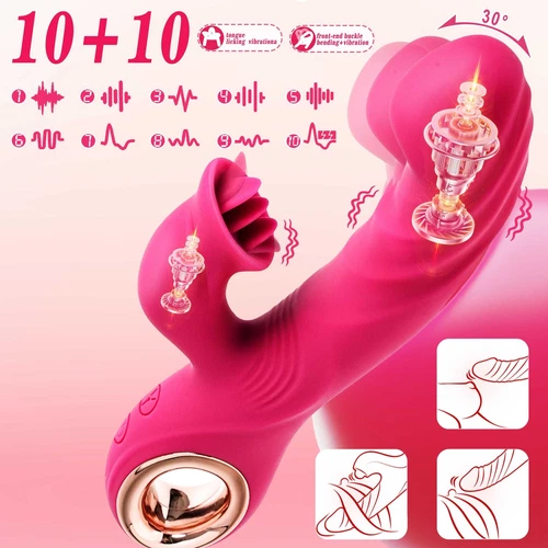 G-Spot-Vibrator-Dildo-Clit-Licking-Suck Tongue Oral-Massager Sex Toys for-Women - Bild 17 von 18