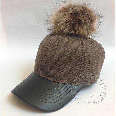 faux fur baseball hat in brown LinYooLi Winter Faux Fur Baseball Cap Hat Warm Fleece  main image 3