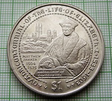 BRITISH VIRGIN ISLANDS 2003 DOLLAR, LIFE OF ELIZABETH I - MATTHEW PARKER BU