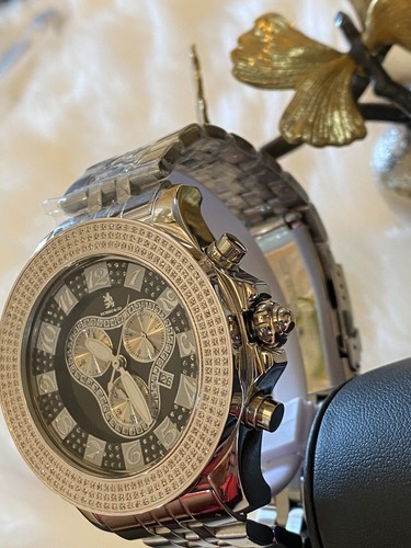 NWT Techno Master Chronograph stainless Steal Diamond Watch $2,700 List - Picture 10 of 11