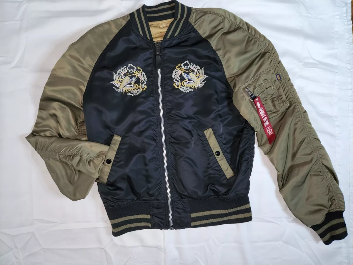 Pre owned Alpha industries MA1 Men's Japan bomber flight jacket Slim fit Pre owned Alpha industries MA1 Men's Japan bomber flight jacket Slim fit
