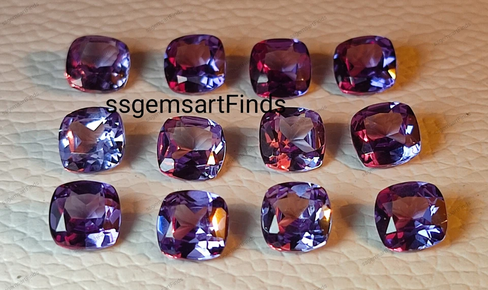 Cojín Alejandrita Forma Facetado Multicolor Cambiante Piedra Alejandrita Suelta Foto 2 de 4