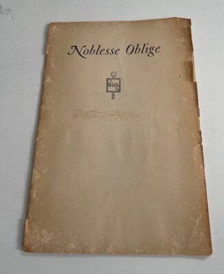 Rare Antique Noblese Oblige The Spirit of Phi Beta Kappa 1926 Booklet