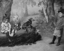 Victorian Children With Dog & Owl 8x10 Photography Reprint