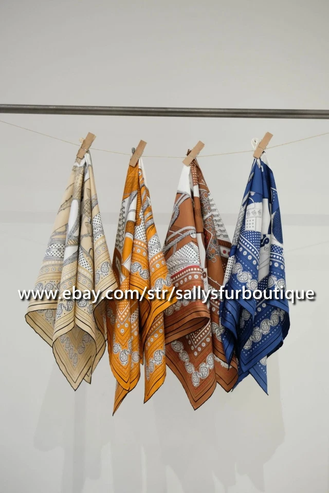 Sallys Boutique 16 Momme Twill Silk Wrap Scarf Aztec Print Square Shawl 35" - Image 4 of 4