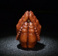 Fengshui Old Boxwood Collectible Japanese Netsuke Vintage buddha hand Statue