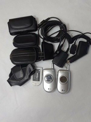 Set Of Two LG C1300 (Cingular) Metallic Silver Cellular Flip Phone