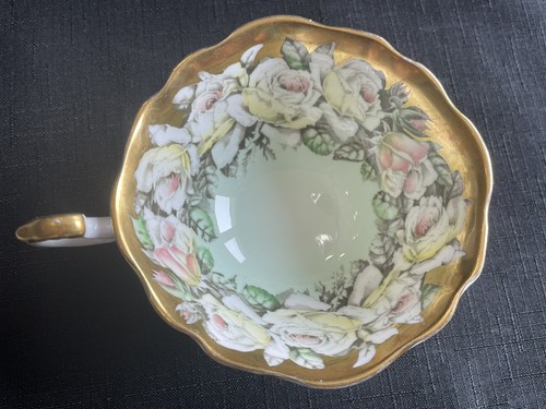 Paragon Double Warrant Rose Garland Cup and Saucer Mint Green with Gold Trim - Picture 13 of 19
