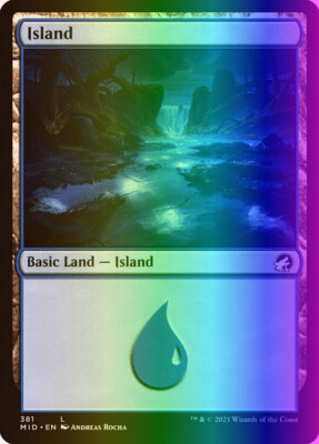 MTG Magic the Gathering Island (381/553) Innistrad Midnight Hunt NM FOIL